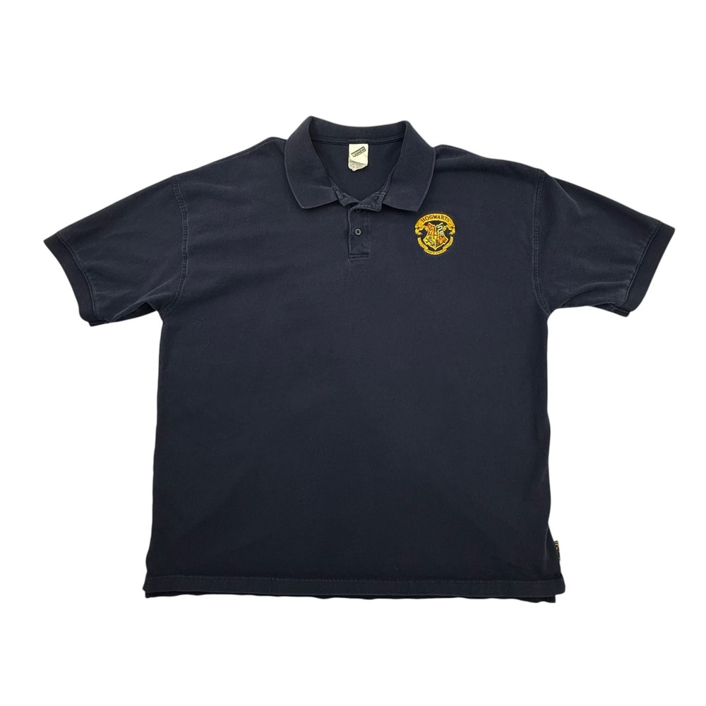Harry Potter Hogwarts Polo Shirt Men XXXL Blue Vintage Embroidered Crest Warner - Picture 1 of 11